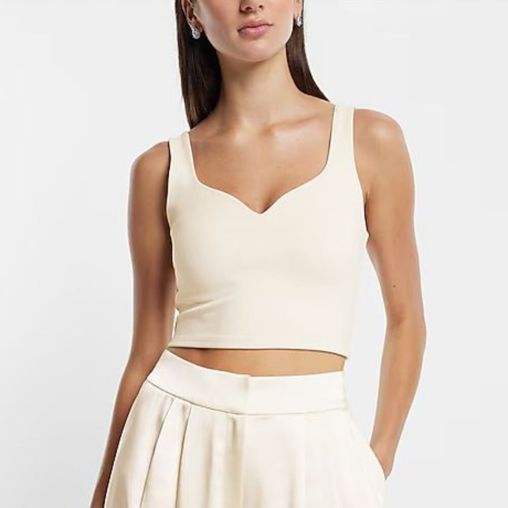 Express Cream V-Neck Crop Top